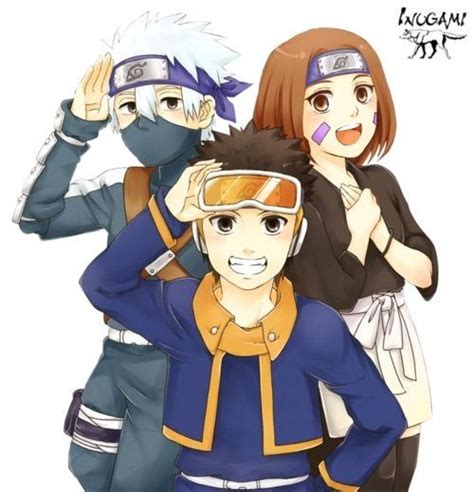 Team Minato Kakashi Obito Rin Naruto Anime Naruto Personagens
