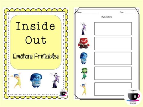 Freebie Inside Out Emotions Worksheets Teaching Resources