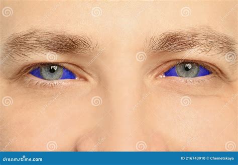 Closeup View Of Man With Eyeballs Tattoo Stock Photo Image Of