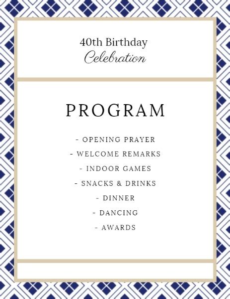 Birthday Party Program Template