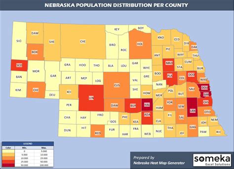 Nebraska County Map In Excel Counties List And Population Map