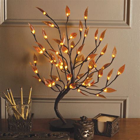 Inch Brown Wrapped Amber Leaf Led Lighted Tree Bed Bath Beyond