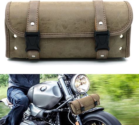 Parts And Accessories Motorcycle Mini Retro Pu Leather Tool Bag Handlebar Sissy Bar Saddlebag Roll