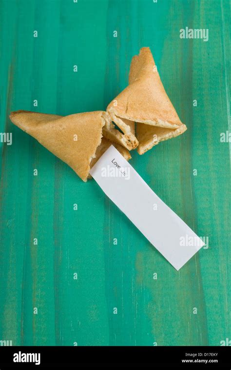 Open Fortune Cookie With Message About Love Stock Photo Alamy