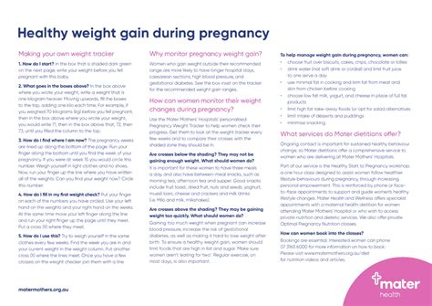 Pregnancy Weight Gain Chart Mater Health Download Printable Pdf