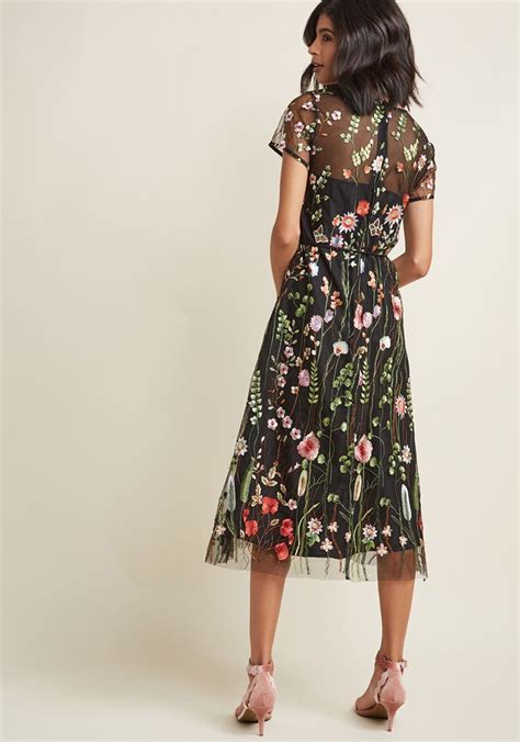 Floral Midi Dress With Embroidered Overlay Weddingguestdress Floral