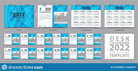 Desk Calendar 2022 Template And Calendar 2023 2024 Design Set Of 12