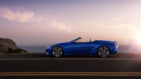 4k Sunset Lexus Lc 500 Convertible Blue Cars Side View Car Road