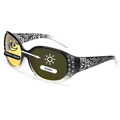 lvioe night vision driving glasses wrap around anti glare with polarized yellow lens for women
