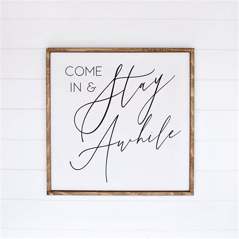 Stay Awhile Signentryway Signliving Room Wall Decorliving Etsy Room