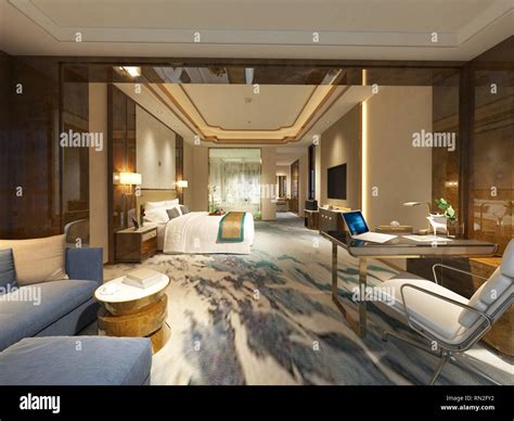 3d Render Luxury Hotel Room Stock Photo Alamy