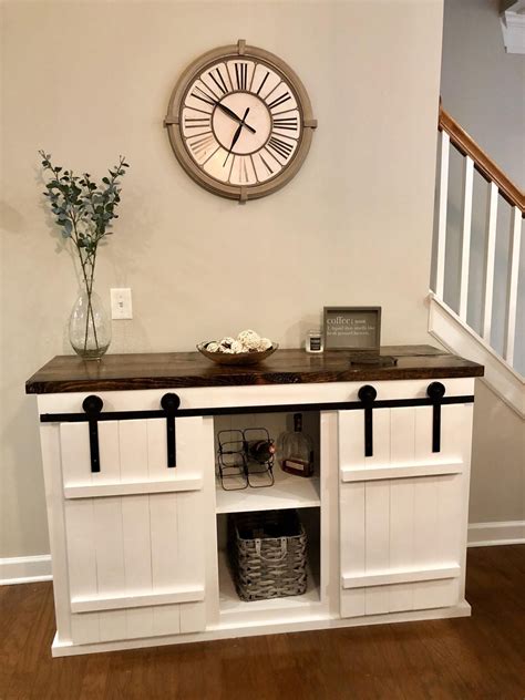 The rustic entry table pictured is featured in a varathane espresso stained top with. Grandy Barn Door Console Table | Ana White (With images ...
