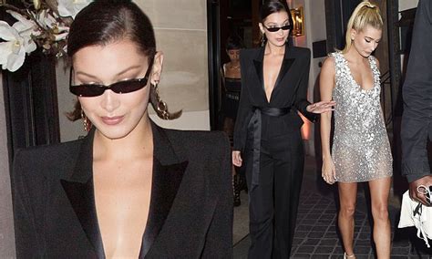 Bella Hadid Teases At Her Cleavage Going Braless In Paris Daily Mail