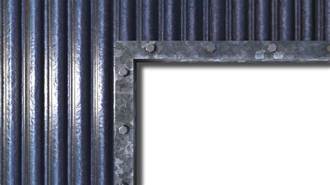 A 3d Rendering Image Of A Rust Steel Frame On Old Metal Sheet Wall And