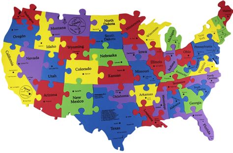 Usa Map Foam Puzzle 25 X15 X 03 40 Pieces States Capitals And Big