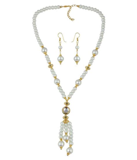 Pearlz Ocean Alloy Gold Plating Pearls Studded White Coloured Necklaces