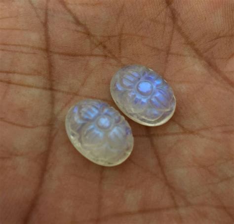 Natural Rainbow Moonstone Carved Oval Cabochon 14x10mm Top Etsy