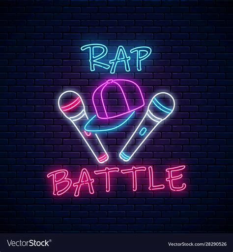 Rap Battle Neon Sign With Two Microphones Vector Image