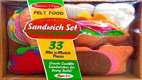 Sandwich Set Melissa And Doug Felt Food Toy Review Toy Videos Youtube