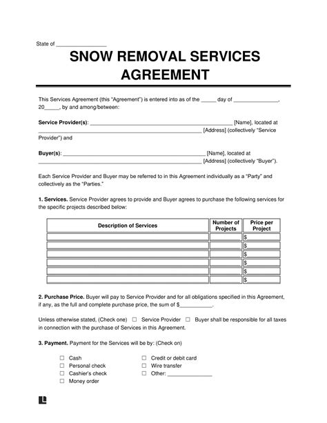 Free Snow Removal Contract Template Pdf And Word