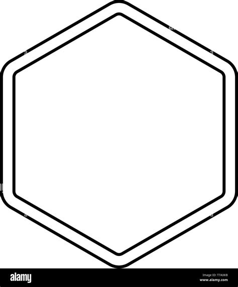 Hexagon Shape Element Icon Outline Black Color Vector Illustration Flat