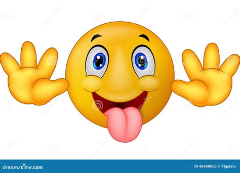 Smiley With Tongue Out Yummy Emoticon Yellow Round Face Vector