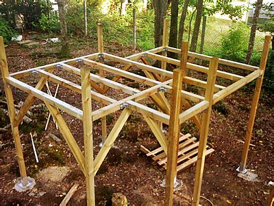(sections de poteaux trop fines, lambris agrafé, etc…). Plan construction cabane en bois sur pilotis - Mailleraye ...