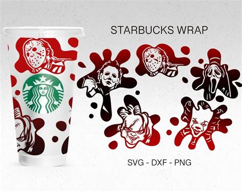 Full Wrap Starbucks Halloween Svg Horror Movie No Hole Svg Scary