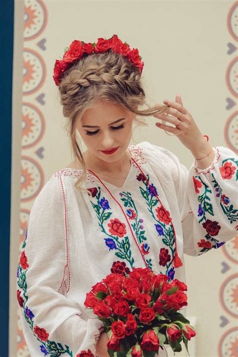 red roses on my hair traditional ie traditional hairstyle russian wedding folk costume gods