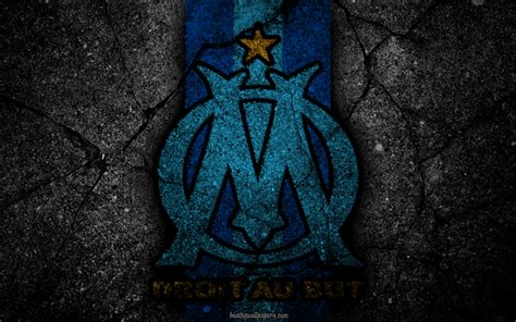 Download wallpapers Olympique Marseille, logo, art, Liga 1, soccer