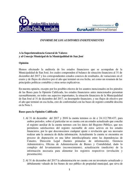 Informe De Los Auditores Independientes Financierosestados Financieros