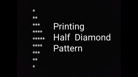 How To Print Half Diamond Star Pattern 2 In C Using For Loop Youtube