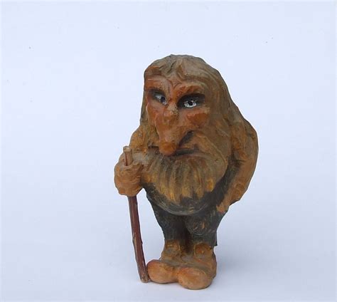 Henning Norwegian Hand Carved Wooden Troll Sculpture Vintage