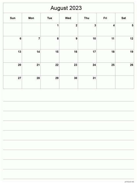 Printable August 2023 Calendar Free Printable Calendars