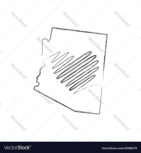Arizona State Hand Drawn Pencil Sketch Outline Vector Image