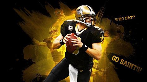 Drew Brees With Background Of Yellow And Black Hd Drew Brees Wallpapers