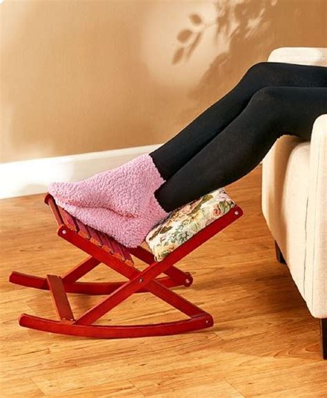 Rocking Footrest Folding Foot Rest Easy Chair Feet Holder Leg Cushion
