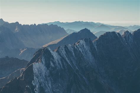 Sharp Mountain Ridges Stretching To The Horizon In The High Tatras
