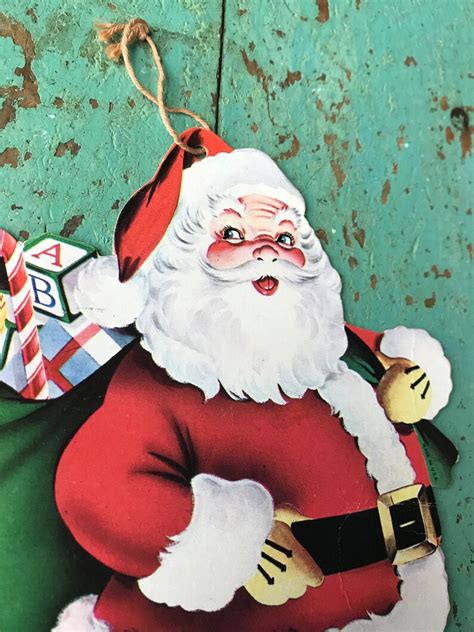 Vintage Santa Claus Holly Jolly Die Cut Mid Century 1950s Era Etsy