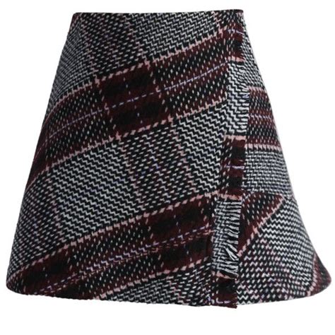 Chicwish Sassy Tweed Skirt In Plum Plaids Tartan Skirt Tweed Skirt