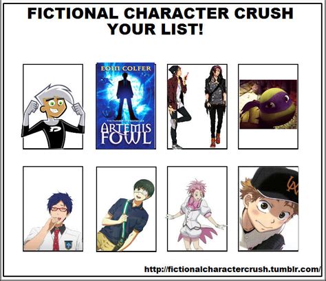 Fictional Character Crush List By Fowlphantmnt On Deviantart