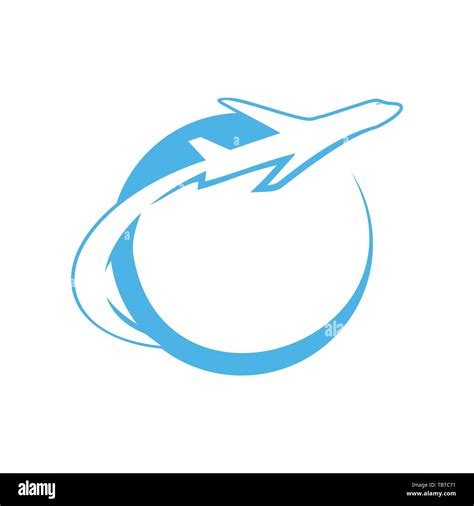 Blue Globe Airplane Flight Swoosh Vector Symbol Graphic Logo Design