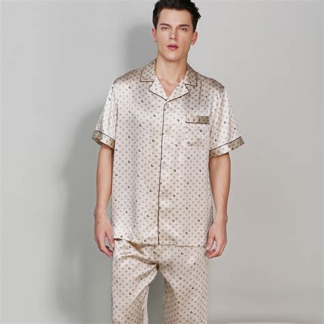 2019 New Genuine Silk Pajamas Male Spring Summer 100 Silk