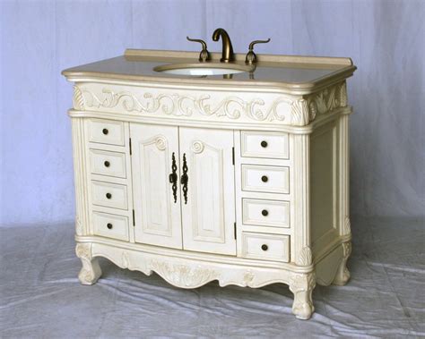 42 Adelina Antique Style Single Sink Bathroom Vanity In Antique White
