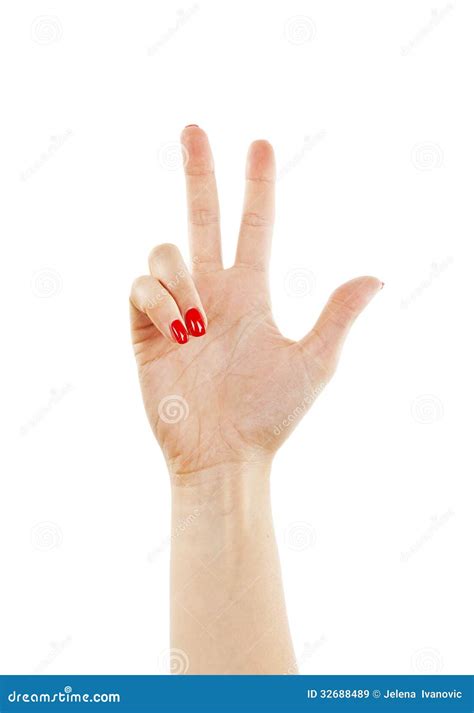 Female Hand Is Showing Three Fingers Royalty Free Stock Images Image