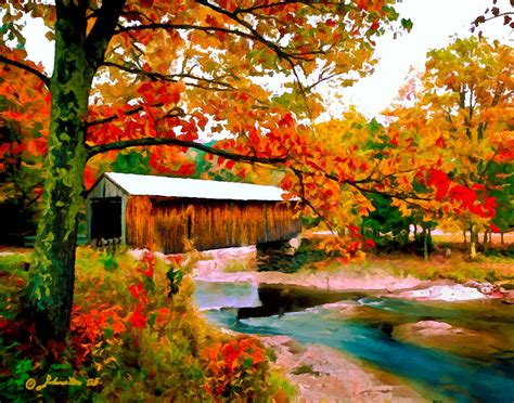 Authentic Covered Bridge Vt Painting By Bob And Nadine Johnston Fine
