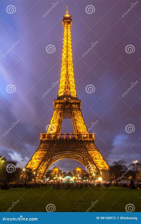 Eiffel Tower At Dusk In Paris France Editorial Photography Image Of