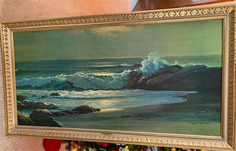 Robert Wood Golden Surf Large Vintage Print Painting For Sale