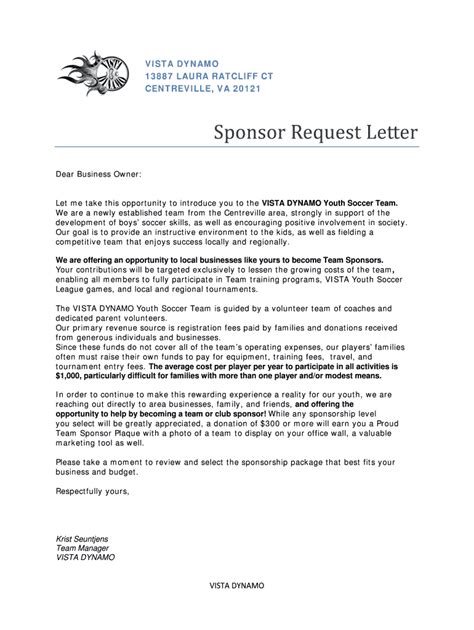Best Of Sample Letter For Sports Sponsorship Request And View