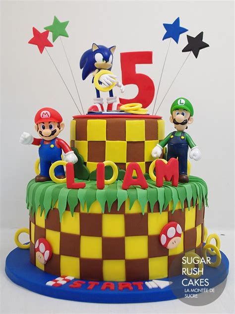 Decorate his white and blue face on a flat flavored cake or make him stand tall on a three tiered well decorated frosted cake. sonic and mario birthday cake - Google Search | Braydyn ...